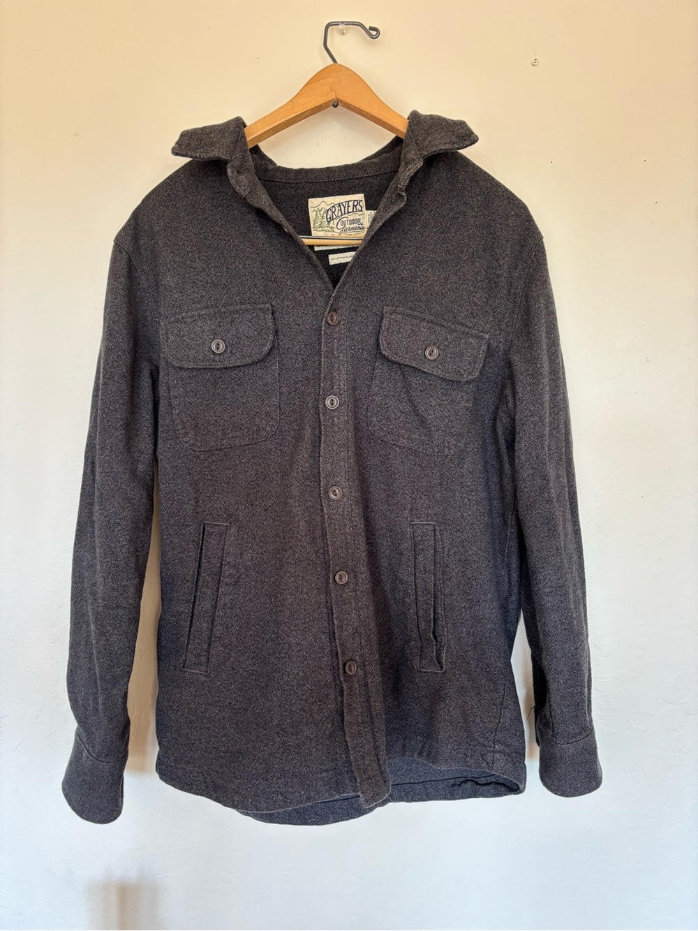 Gray Button-Up cotton Men's thick button shirt